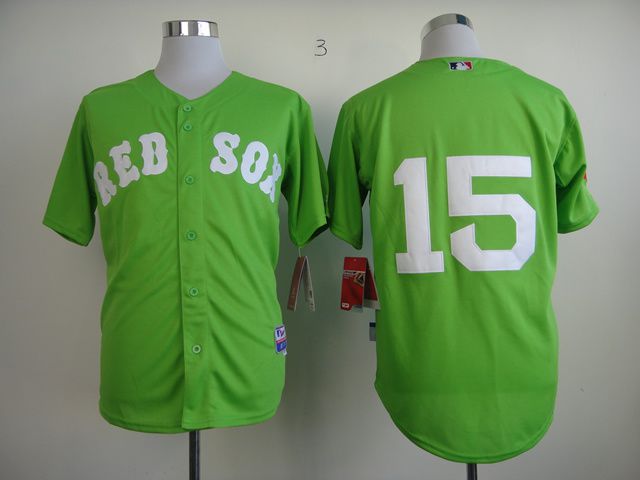 Men Boston Red Sox #15 Pedroia Green MLB Jerseys